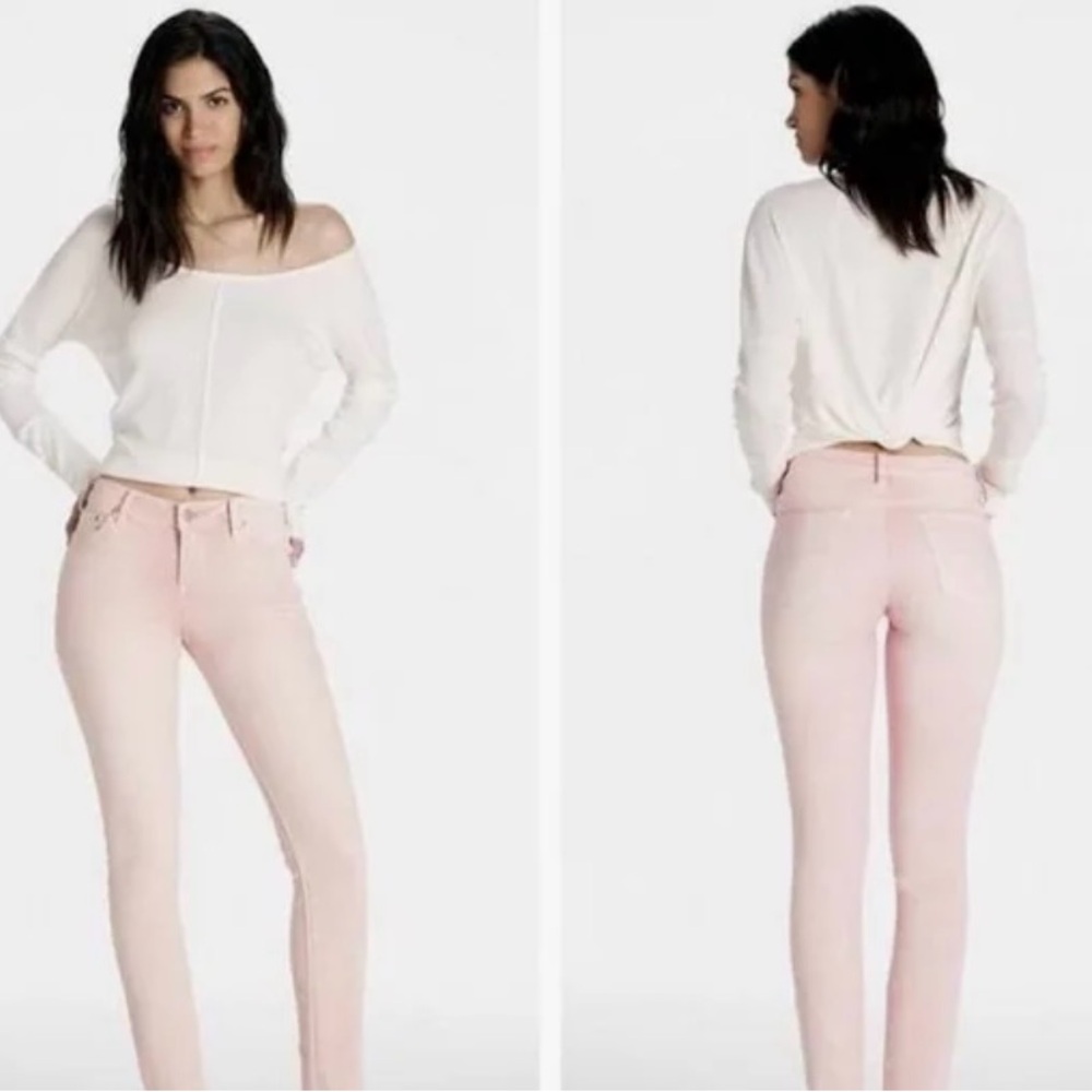 🍀💗Lucky Brand Low Rise Skinny Lolita Light Pink Velvet Trim Jeans in Size 0/25